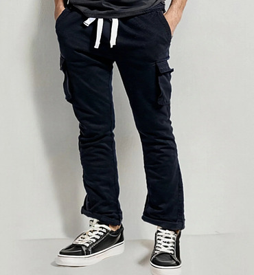 Black Cargo Joggers with Flared Hem 